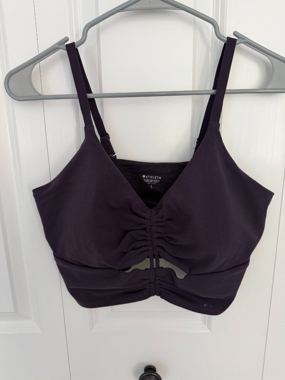 Athleta Cinched Longline Purple Sports Bra - Plum - Large